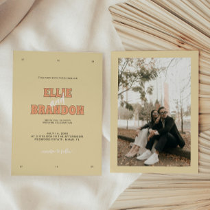 ELLIE Retro Modern Bold Typography Wedding Invitation