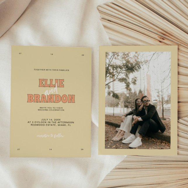 ELLIE Retro Modern Bold Typography Wedding Invitation (Creator Uploaded)