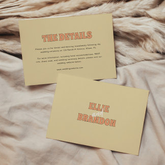 ELLIE Simple Retro Modern Wedding Details Enclosure Card