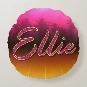 Ellie Vorname Name golden pink Kissen Round Cushion