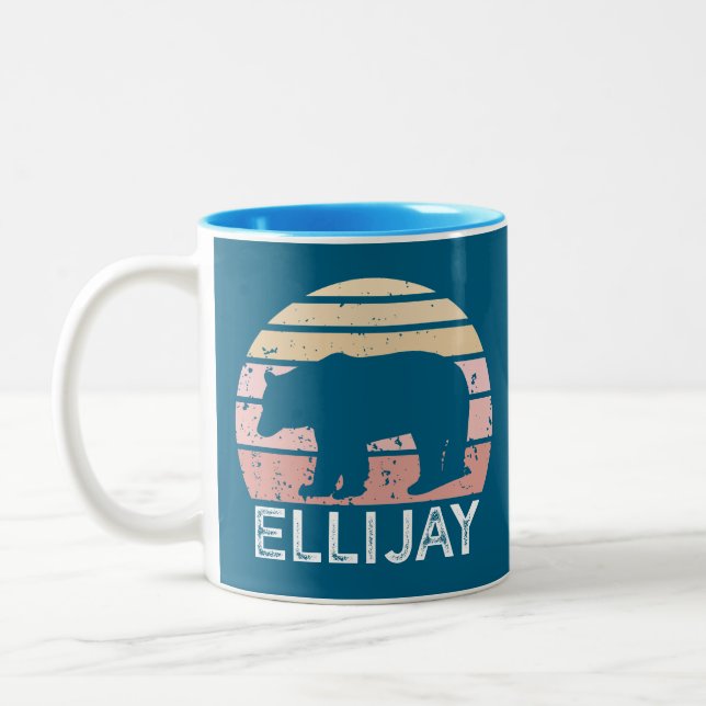 Ellijay Georgia Retro Bear Two-Tone Coffee Mug (Left)