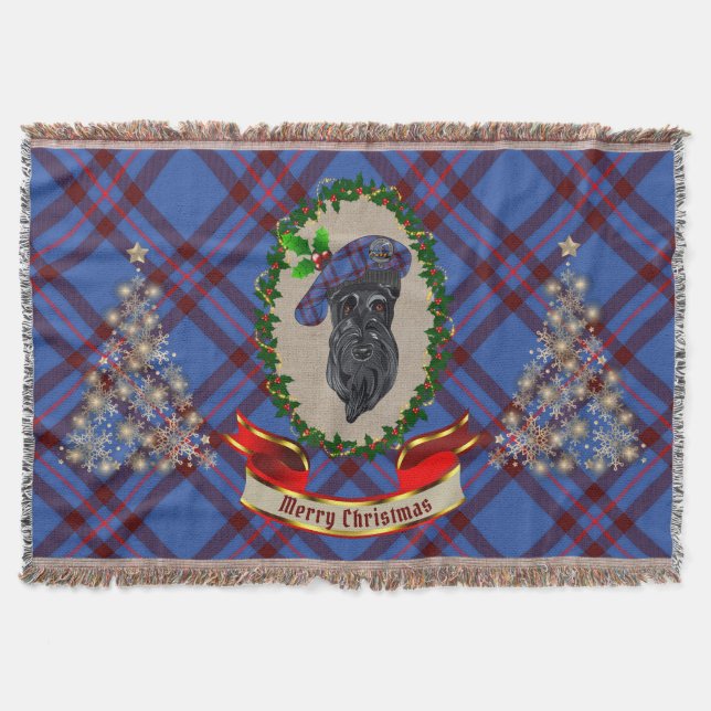 Elliot Scottie Dog Christmas Throw Blanket (Front)