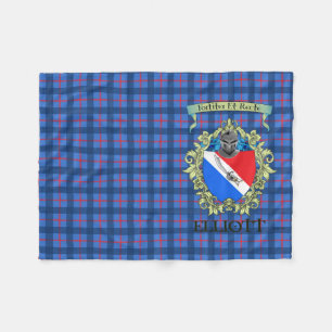 Elliott Crest and Tartan 3 Fleece Blanket