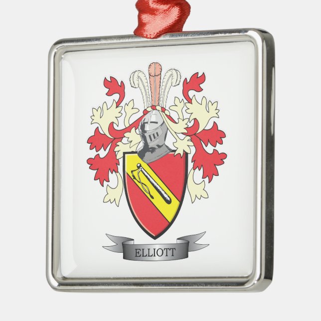 Elliott Family Crest Coat of Arms Metal Tree Decoration (Left)