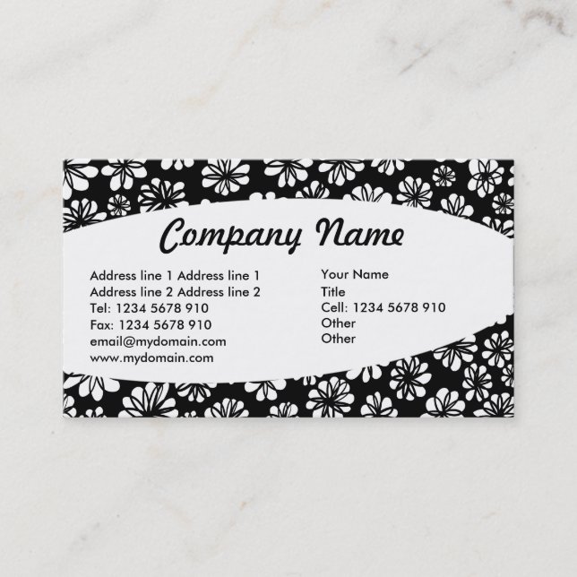 Elliptical - B&W Floral Business Card (Front)