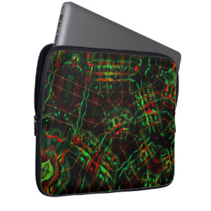 Elliptical destroyed, up lines flashy green to red laptop sleeve