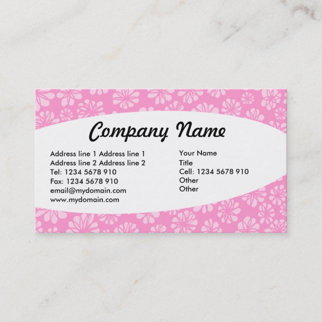Elliptical - Pink Floral Business Card (Front)
