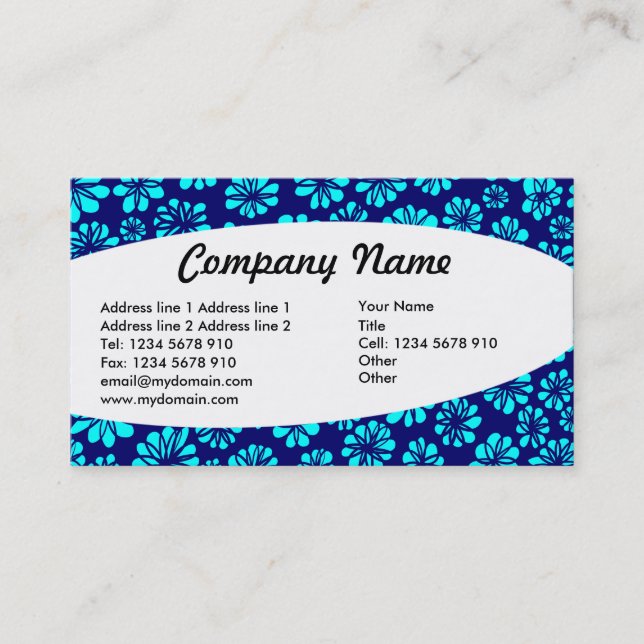 Elliptical - Shades of Blue Floral Business Card (Front)