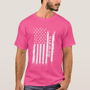 Ellis Island United States Distressed w US Flag T-Shirt