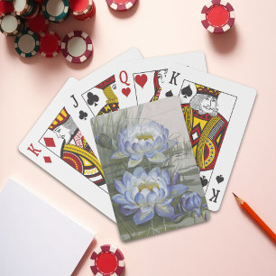 Ellis Rowan Blue Cloud Water Lily Vintage Flowers Playing Cards