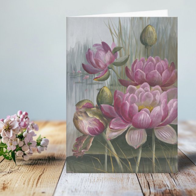 Ellis Rowan Pink Water Lily Vintage Flowers Card (Creator Uploaded)