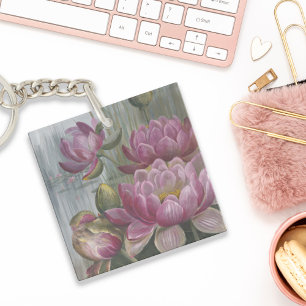 Ellis Rowan Pink Water Lily Vintage Flowers Key Ring