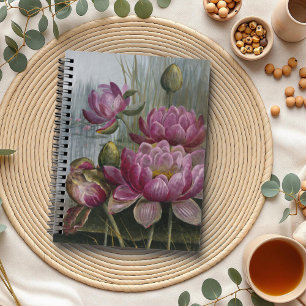 Ellis Rowan Pink Water Lily Vintage Flowers Notebook