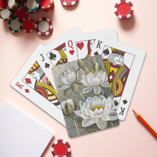 Ellis Rowan White Water Lily Vintage Flowers Playing Cards
