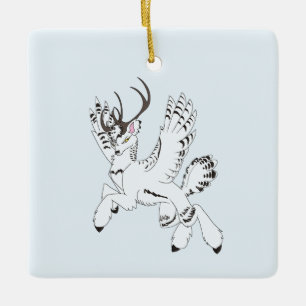 Ellis-Untamed Arctic OC Fantasy Winged Reindeer Ceramic Ornament