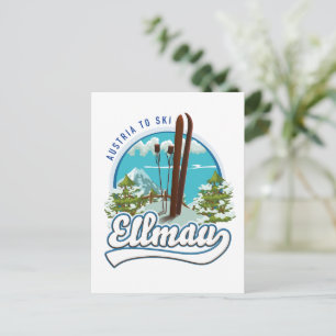 Ellmau Austria to ski logo Postcard