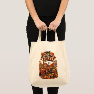 ello Fall Tote Bag | Cute Farmhouse Autumn Canvas
