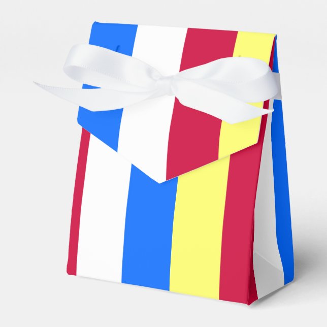 ellow, Red, White and  Blue Stripes Favour Box (Front Side)