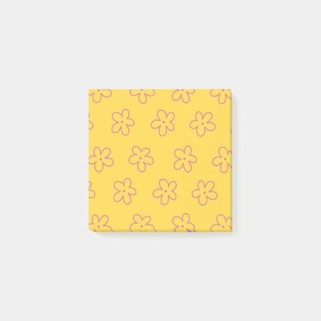ellow Whimsical Flower Pattern for Spring & Summer Post-it Notes (Front)