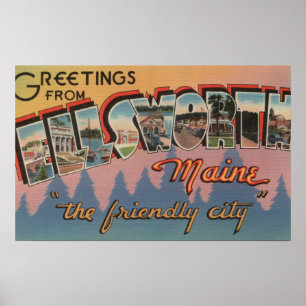 Ellsworth, Maine - Large Letter Scenes Poster