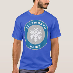 Ellsworth Maine ME Winter Snow Snowflake Badge Sou T-Shirt
