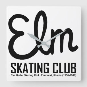 Elm Skating Club, Elmhurst, Illinois Square Wall Clock