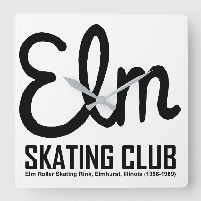 Elm Skating Club, Elmhurst, Illinois  Square Wall Clock (Front)