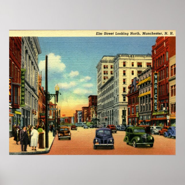 Elm St, Manchester, New Hampshire, 1948 Vintage Poster (Front)