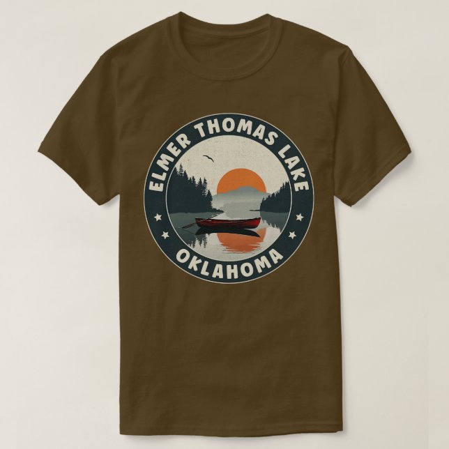 Elmer Thomas Lake Oklahoma Sunset T-Shirt (Design Front)