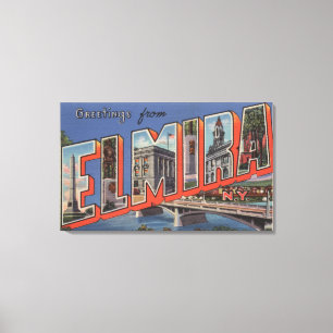 Elmira, New York - Large Letter Scenes Canvas Print