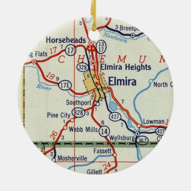 Elmira NY Ceramic Tree Decoration (Back)