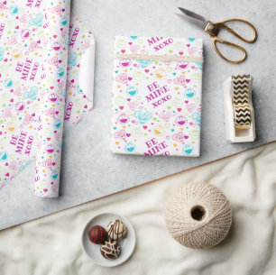 Elmo & Abby Cadabby Valentine Hearts Pattern Wrapping Paper