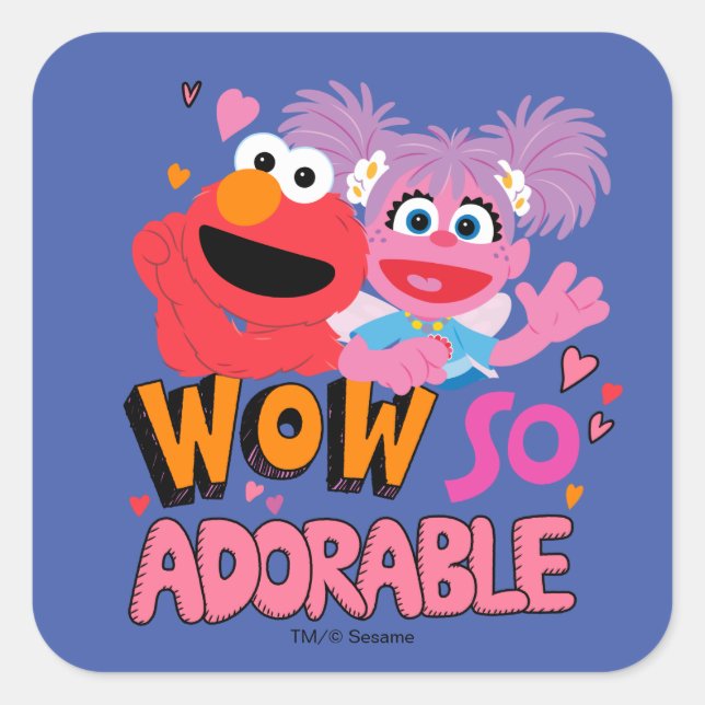 Elmo & Abby | Wow So Adorable Square Sticker (Front)