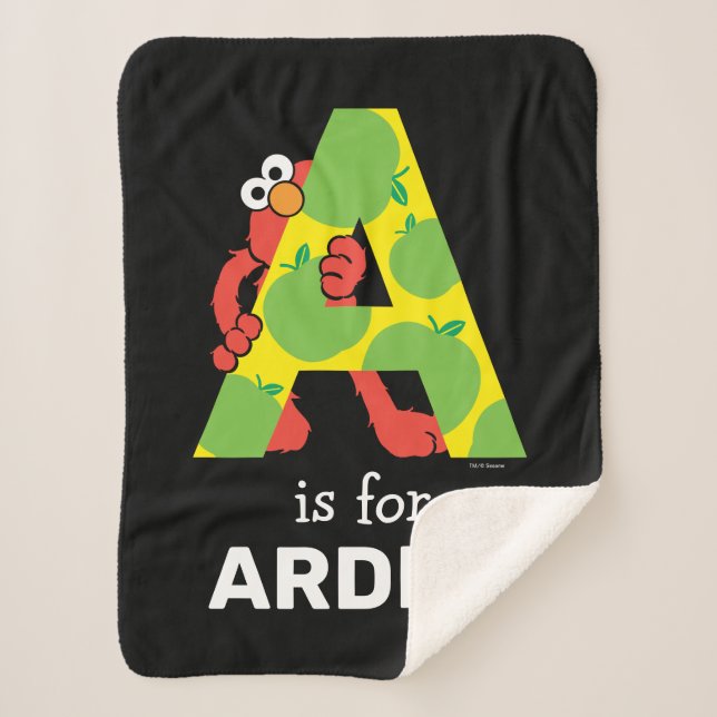 Elmo Alphabet | A Apple Sherpa Blanket (Front)