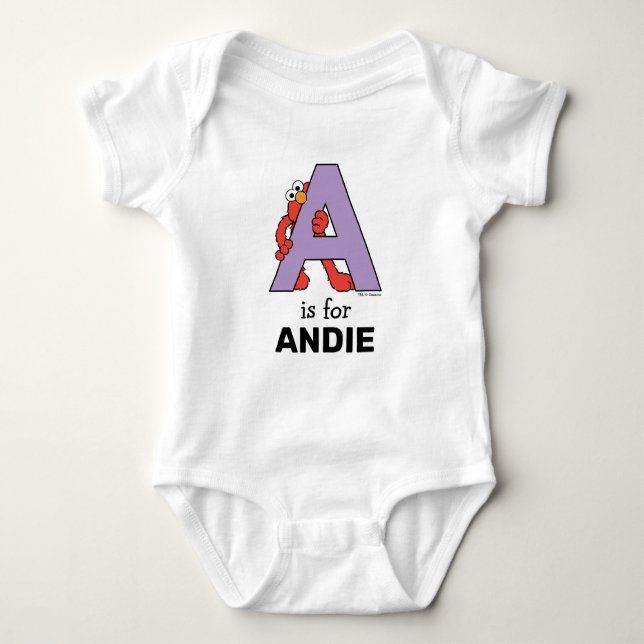 Elmo Alphabet | A Purple Baby Bodysuit (Front)