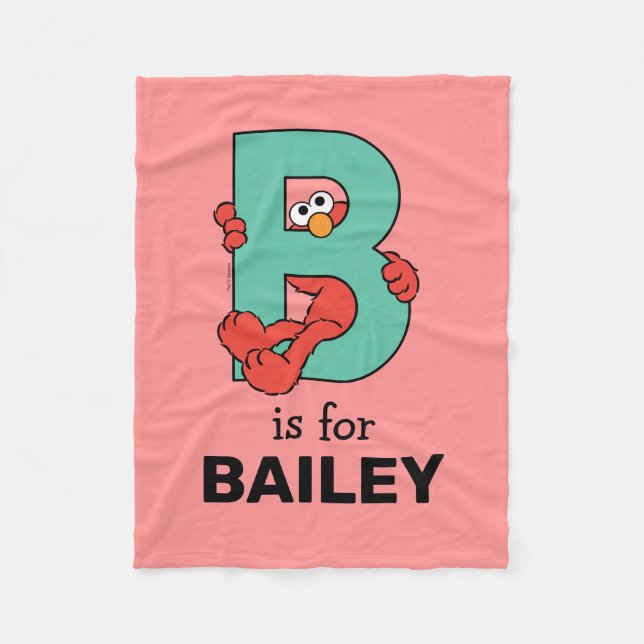 Elmo Alphabet | B Teal Fleece Blanket (Front)