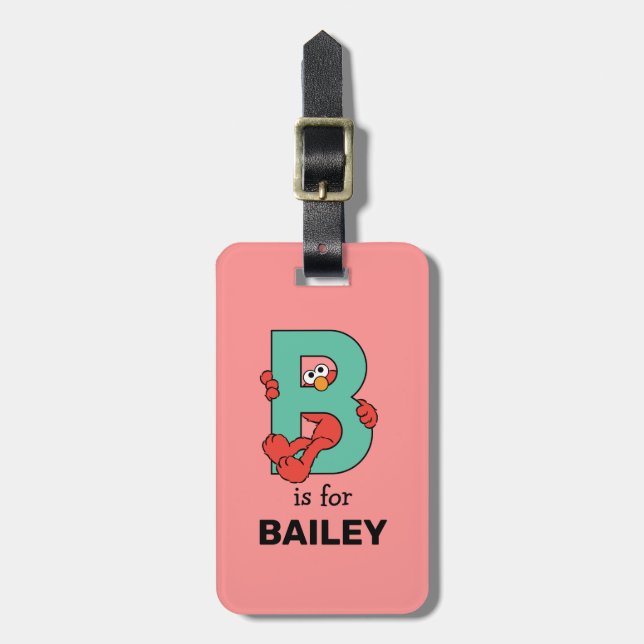 Elmo Alphabet | B Teal Luggage Tag (Front Vertical)
