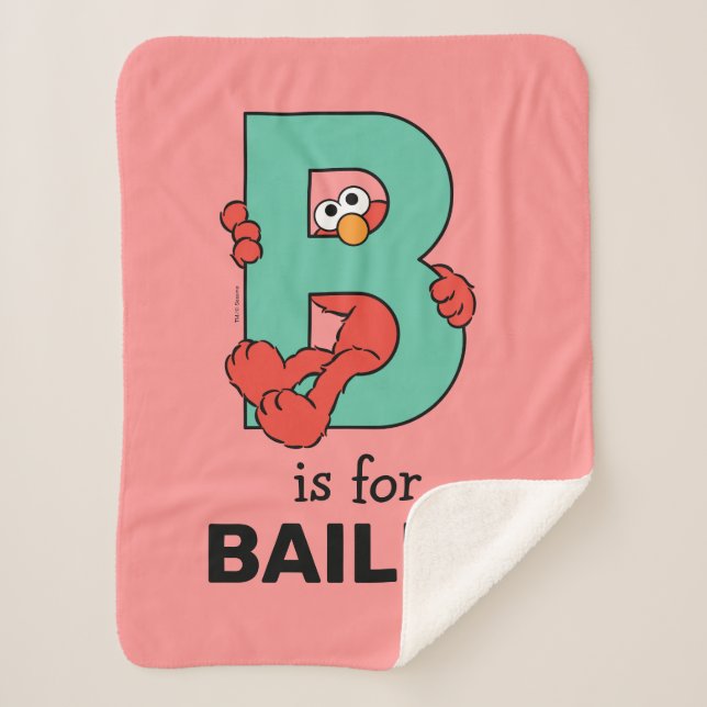 Elmo Alphabet | B Teal Sherpa Blanket (Front)