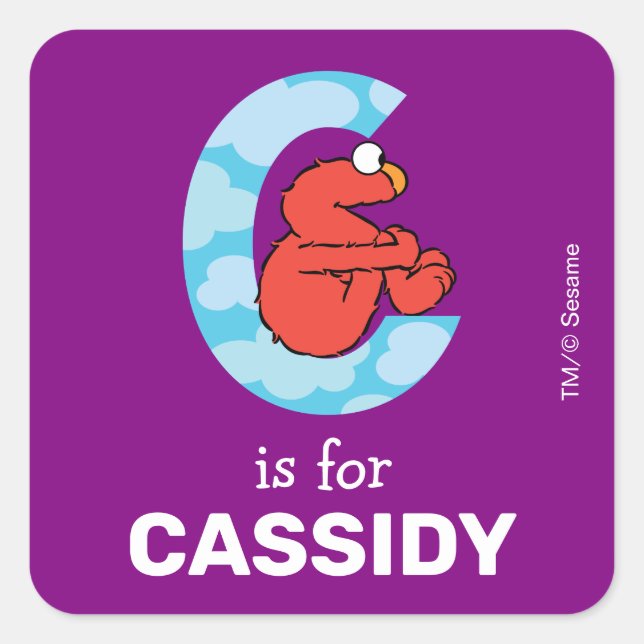 Elmo Alphabet | C Clouds Square Sticker (Front)