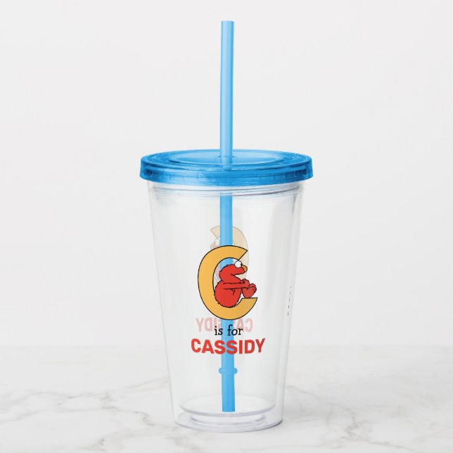 Elmo Alphabet | C Orange Acrylic Tumbler (Front)
