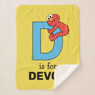Elmo Alphabet   D Blue Sherpa Blanket
