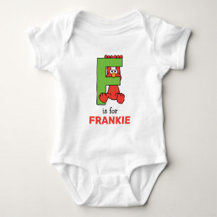 Elmo Alphabet   F Green Baby Bodysuit