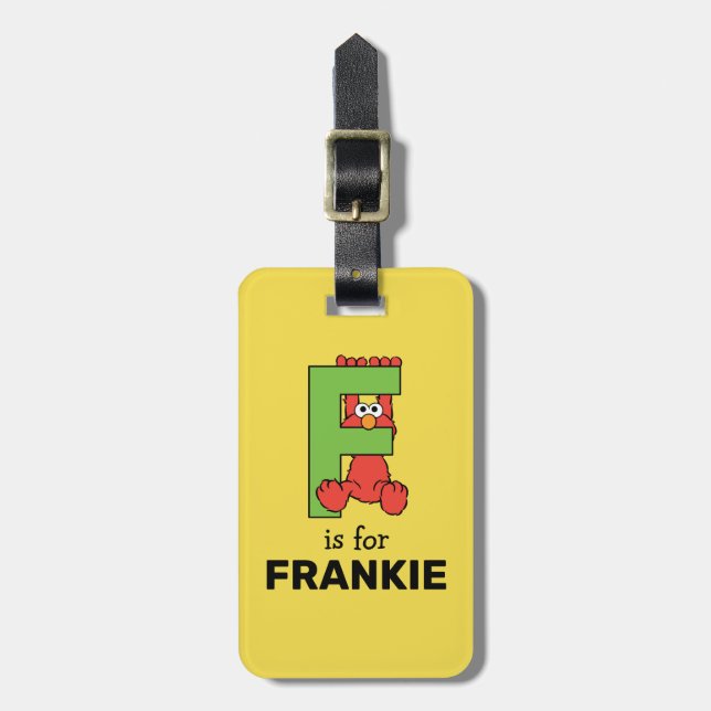 Elmo Alphabet | F Green Luggage Tag (Front Vertical)