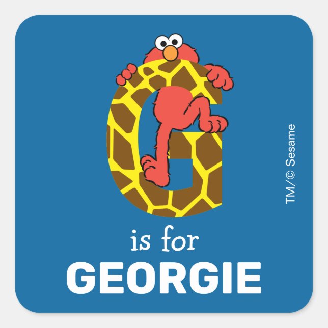 Elmo Alphabet | G Giraffe Square Sticker (Front)