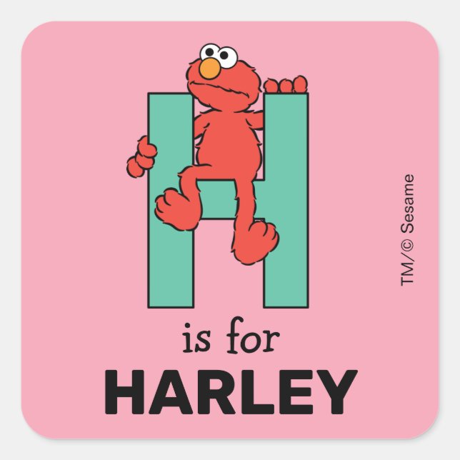 Elmo Alphabet | H Green Square Sticker (Front)