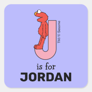 Elmo Alphabet   J Pink Square Sticker