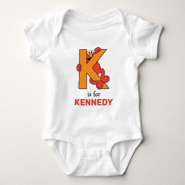Elmo Alphabet | K Orange Baby Bodysuit (Front)