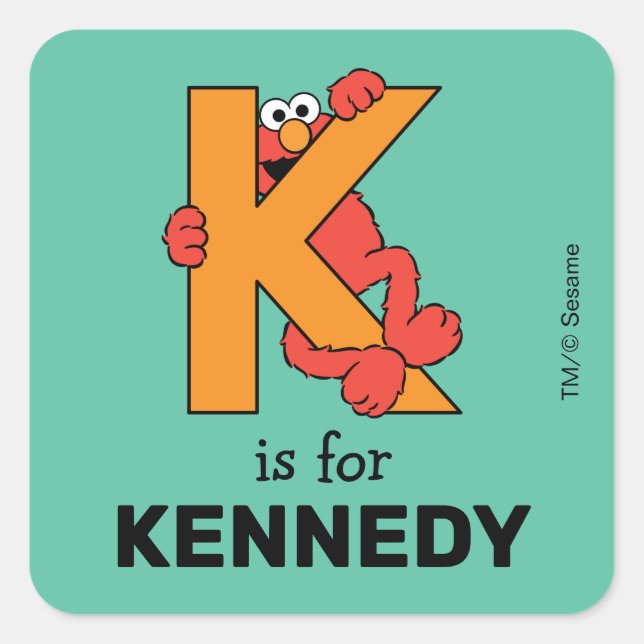 Elmo Alphabet | K Orange Square Sticker (Front)