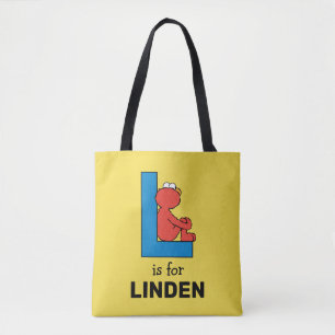 Elmo Alphabet   L Blue Tote Bag