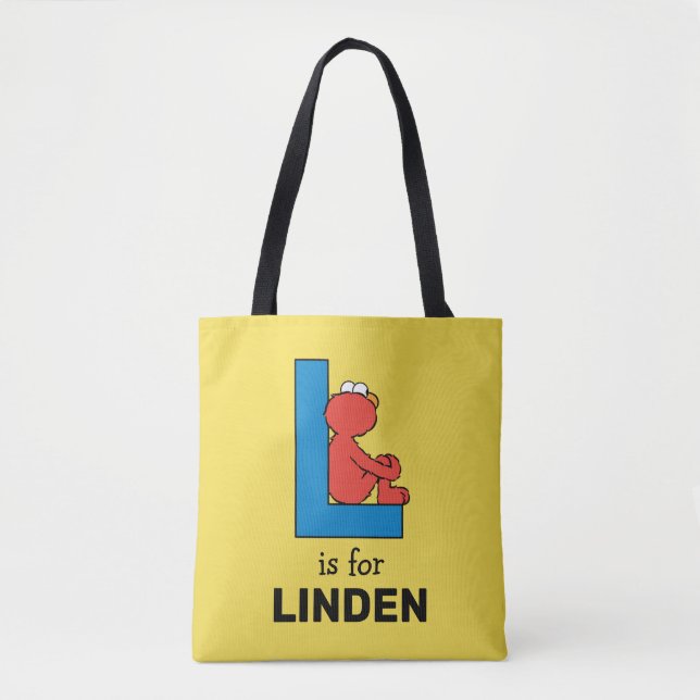 Elmo Alphabet | L Blue Tote Bag (Front)
